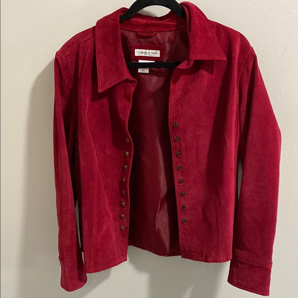 Coldwater Creek Red Suede Button-Front Jacket
